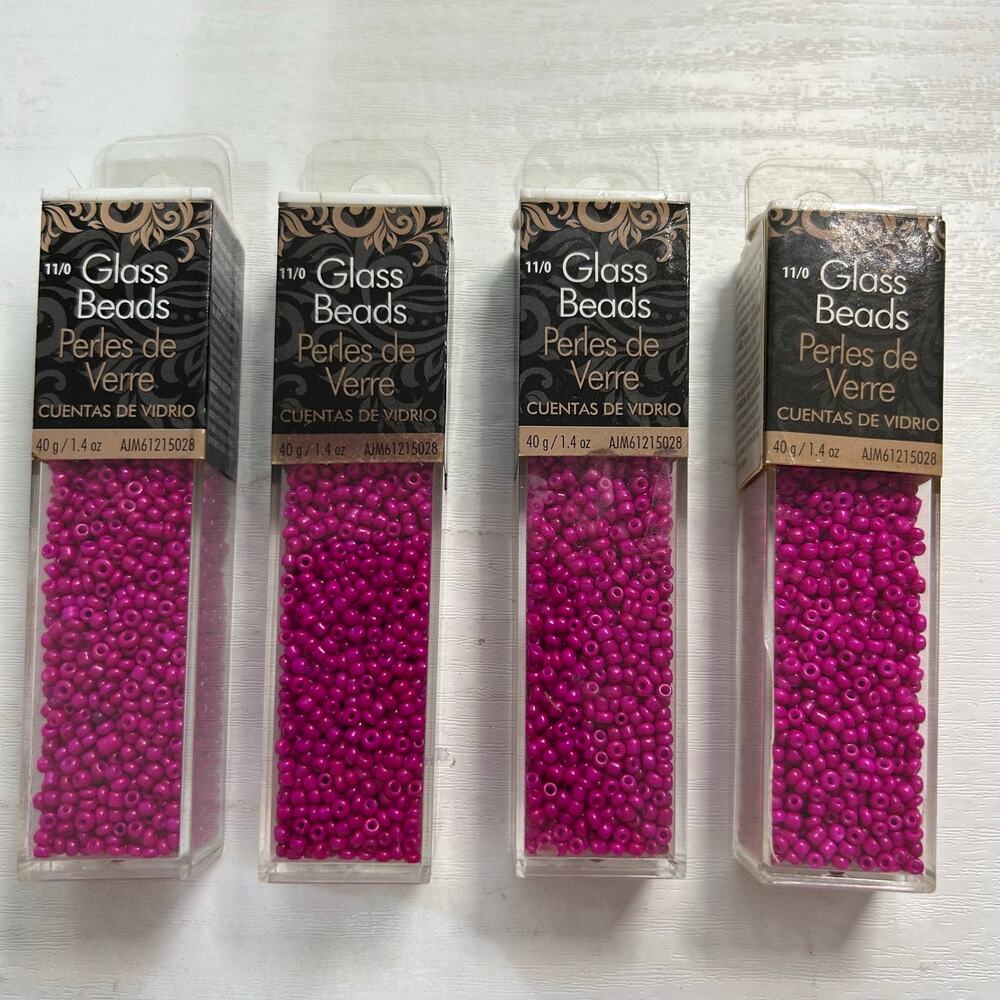 Cousin Fuchsia Glass Seed Beads 11/0 NOS Lot 4 Tubes 40g